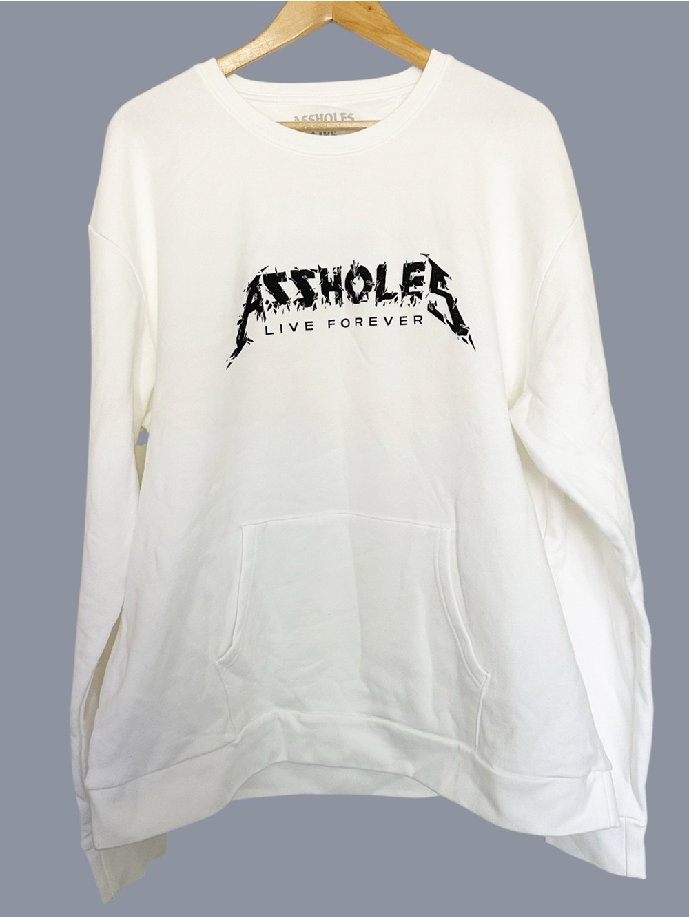 Assholes Live Forever Graphic White Men's Hoodie XXL